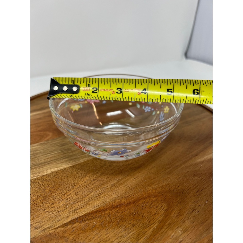 Vintage Glass Mixing Bowl Set Floral Flower Design Set of 4 - Picture 13 of 16